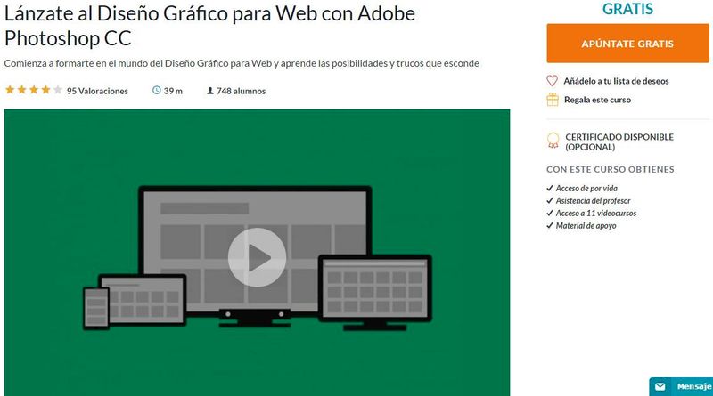 Curso gratuito de diseño gráfico para la web con Photoshop CC