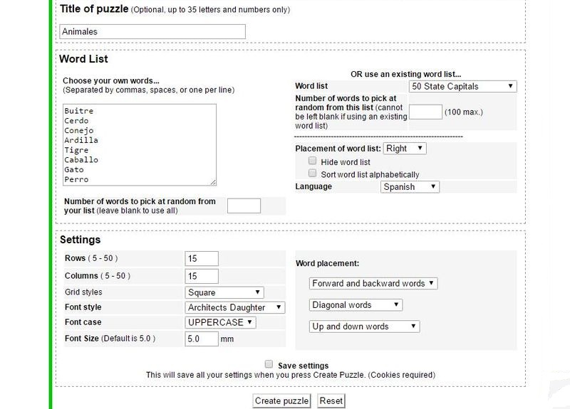 5 páginas gratis para crear Sopas de Letras para imprimir