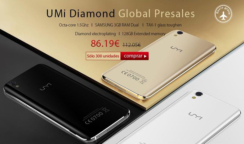 UMi Diamond: procesador de 8 núcleos y RAM de 3 GB por apenas 86 €