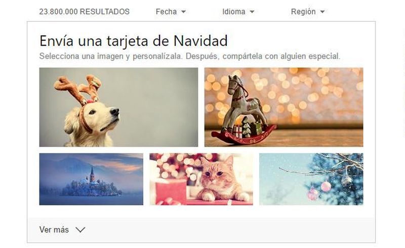 Envía Tarjetas de Felicitación de Navidad desde el buscador Bing