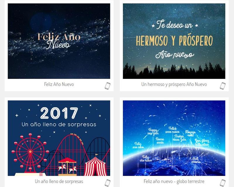 3 páginas para enviar Tarjetas de Felicitación de Año Nuevo gratis