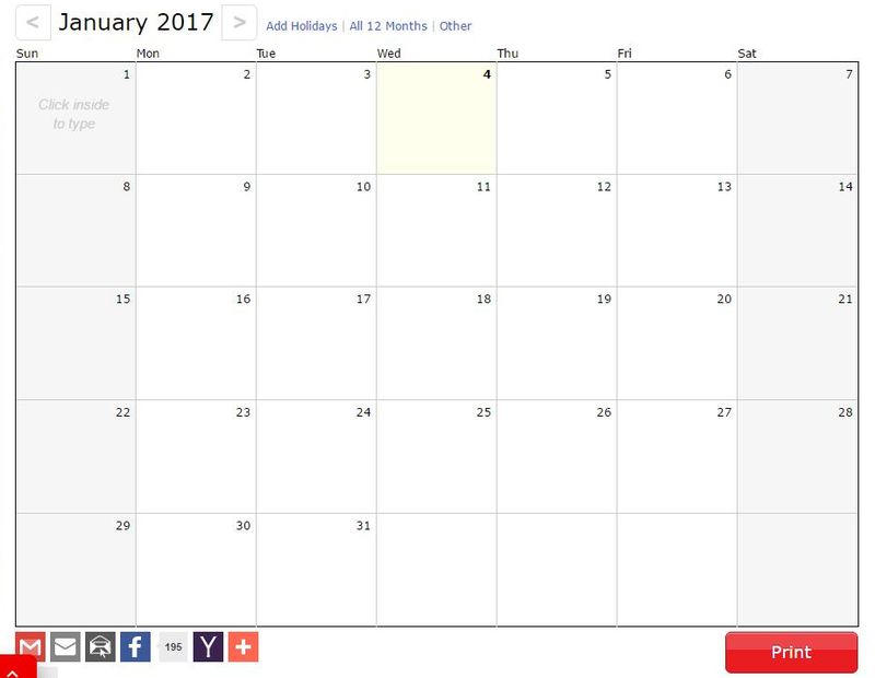 3 páginas gratis para generar tu Calendario 2017 para imprimir