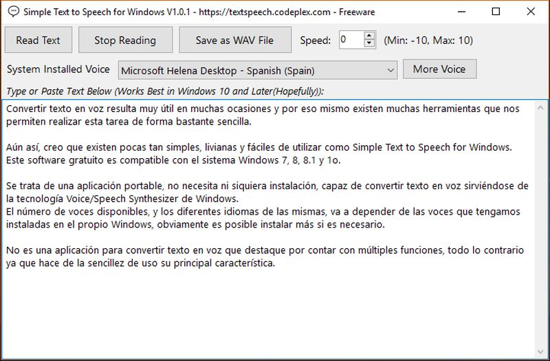 Software gratuito más sencillo para convertir Texto en Voz