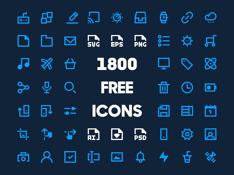 1800 iconos gratuitos para la web, Android, iOS y cualquier otro trabajo