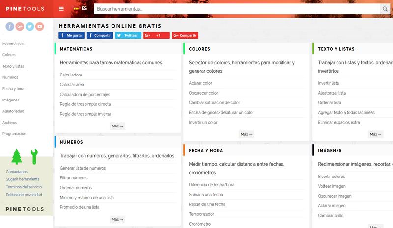 PineTools: la mayor colección de aplicaciones web para todo tipo de tareas