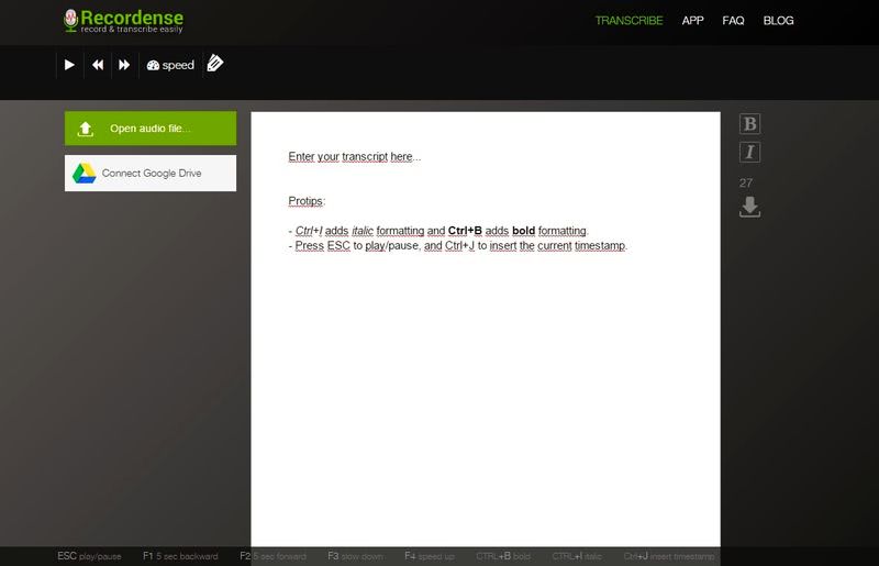 Recordense: aplicación web gratuita para transcribir audio a texto