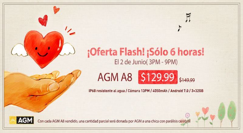 AGM A8 en venta flash, durante 6 horas, con descuento y donación solidaria