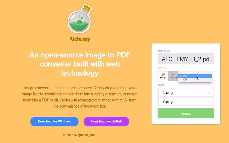 Alchemy: software gratuito para crear documentos PDF y animaciones GIF