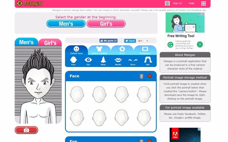 Crear avatar estilo manga con estas 3 aplicaciones web gratuitas