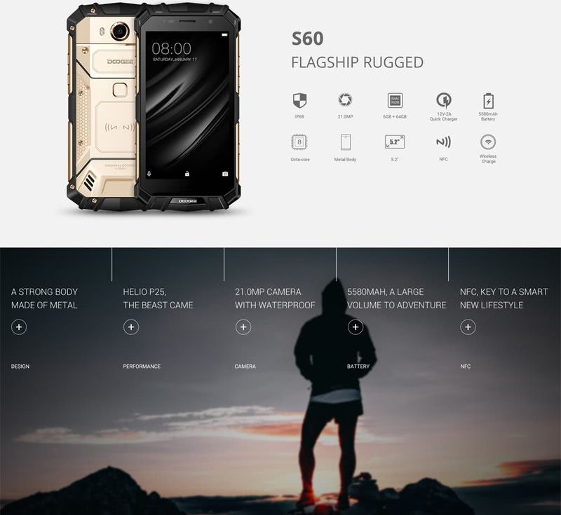 Doogee S60: brutal teléfono rugerizado con cámara de 21MP y batería de 5580mAh