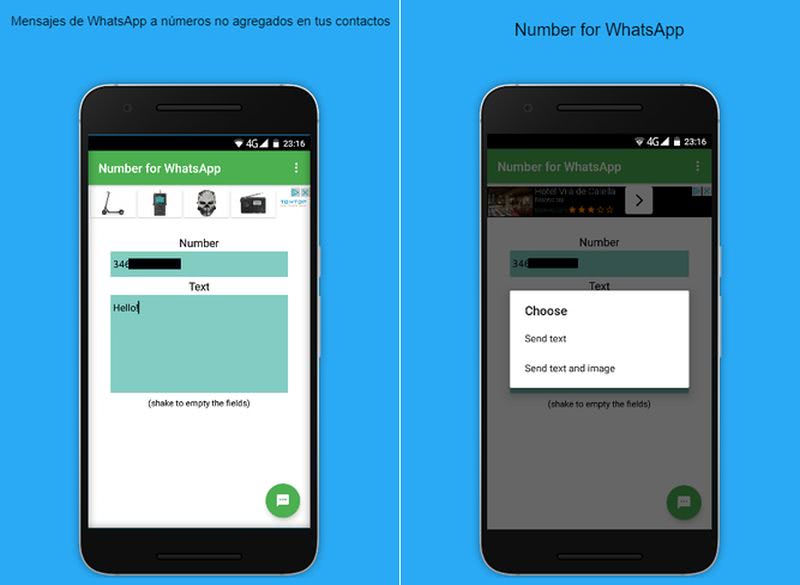 Number for WhatsApp: app Android para enviar mensajes a números no agregados