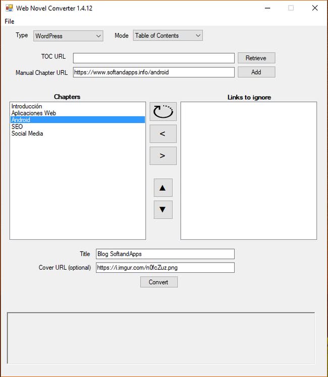 Web Novel Converter: software gratis para crear un eBook de cualquier blog