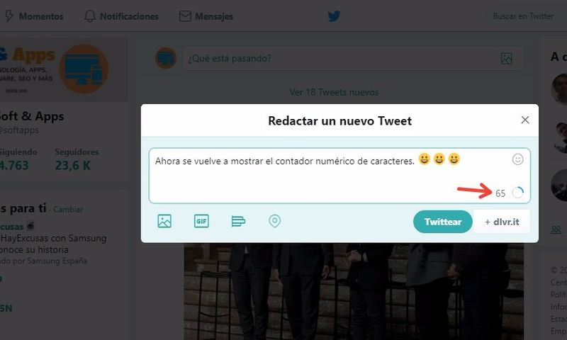 Cómo mostrar un contador de 280 caracteres para Twitter