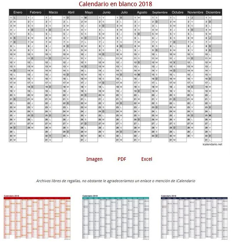 Descargar Calendarios 2018 para imprimir en cualquiera de estas 3 webs
