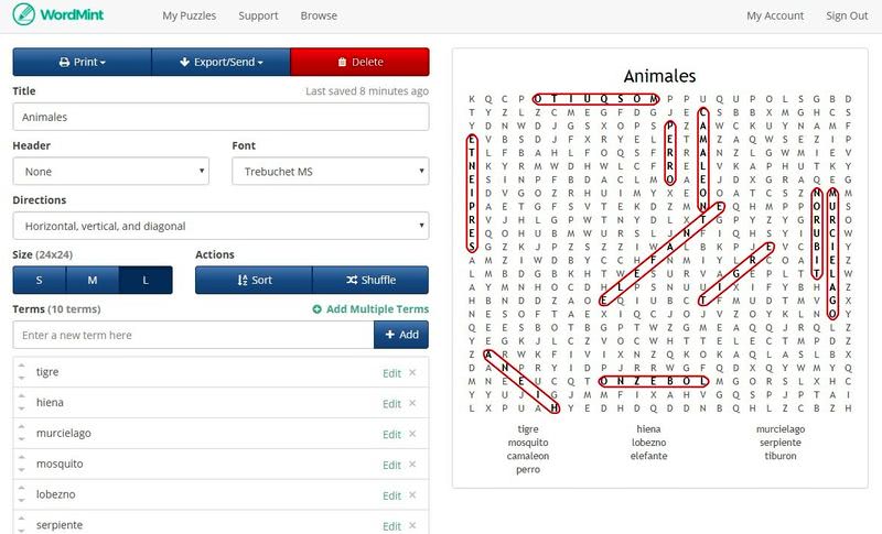 Crear sopas de letras y crucigramas online y gratis
