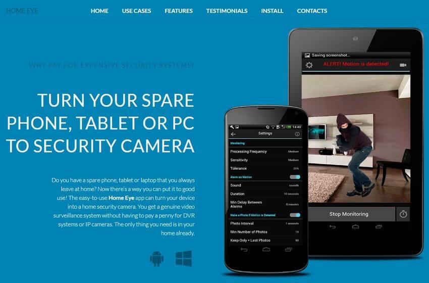 Home Eye: convierte la webcam o un teléfono en cámara de seguridad
