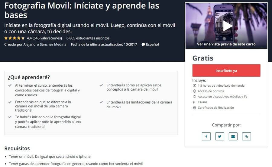 Curso gratuito de fotografía móvil