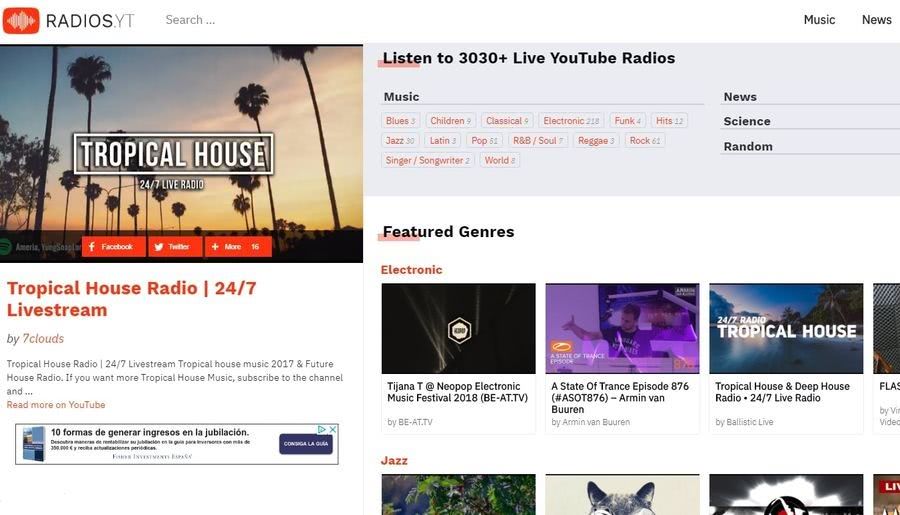 Miles de radios musicales en RadiosYT