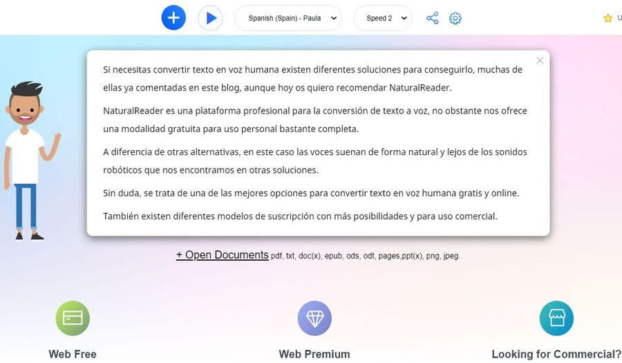 Convertir texto en voz humana