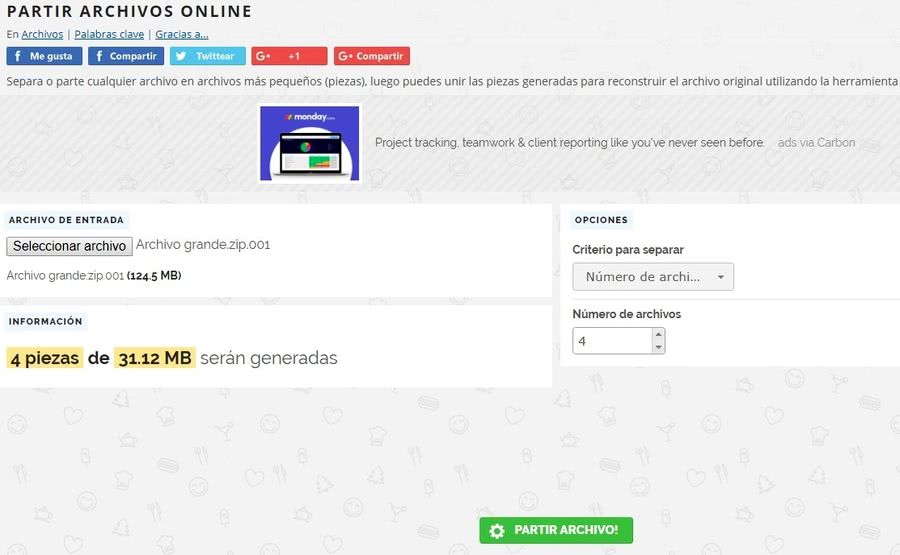 Partir y unir archivos online con una utilidad web gratuita
