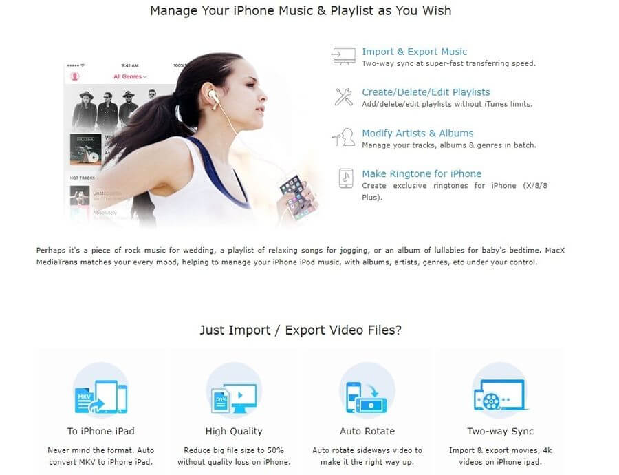 MacX MediaTrans: sincronización bidireccional de fotos, música y vídeos de iPhone con Mac/PC