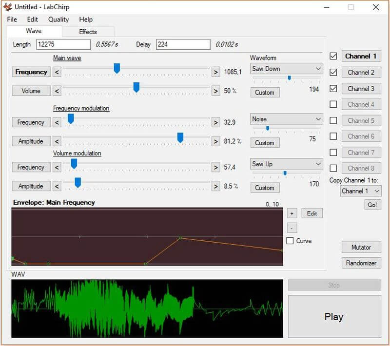 Crear efectos de sonido gratis y fácilmente con el software LabChirp