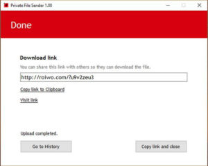 Private File Sender - generar enlace