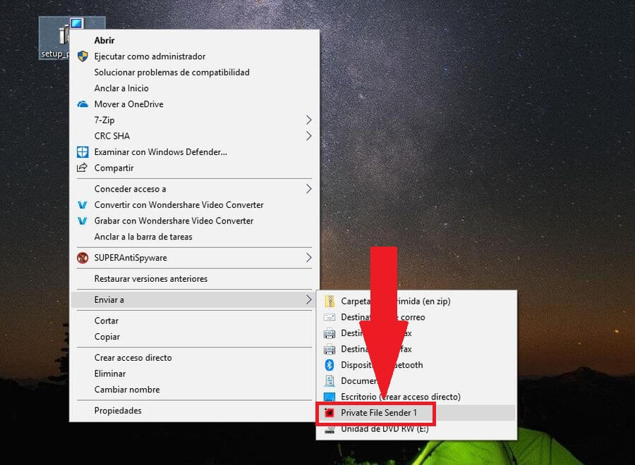 Private File Sender: compartir archivos desde el menú contextual de Windows