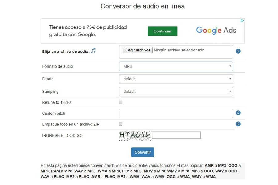 Convertir audio online y gratis
