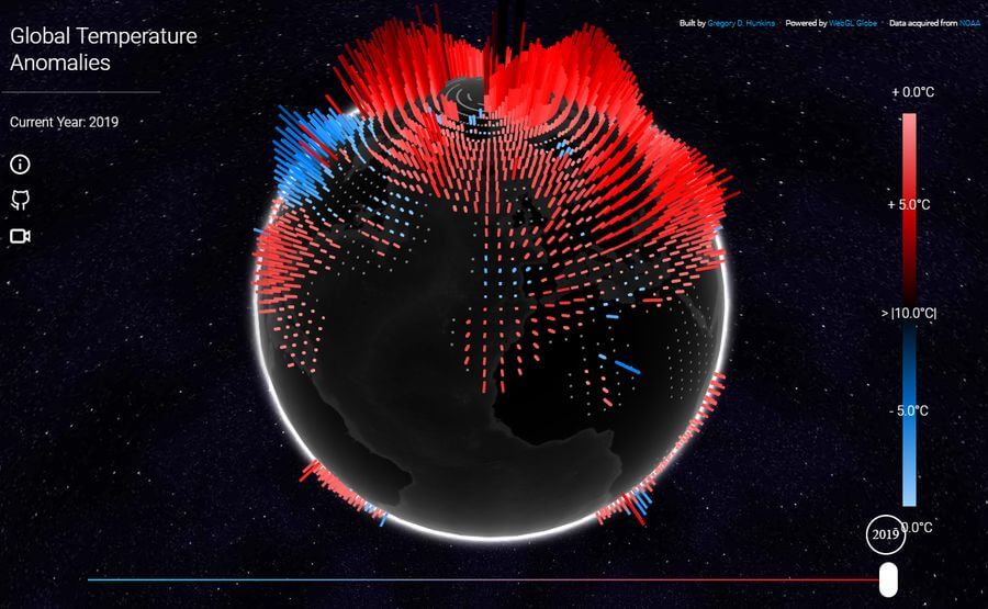 Cambio climático en mapa 3D