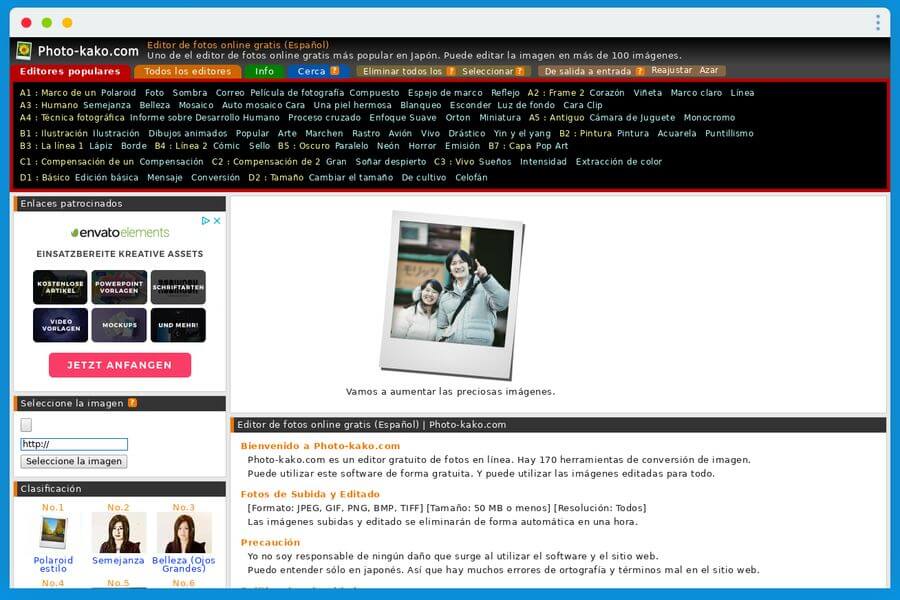 Photo-kako: 170 efectos online y gratuitos para aplicar a tus fotos