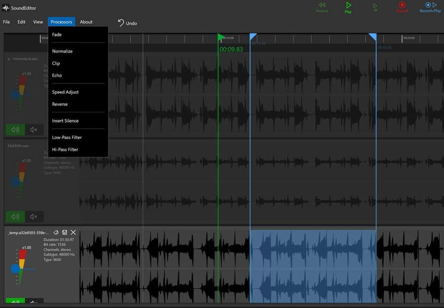 Editor de audio para Windows 10