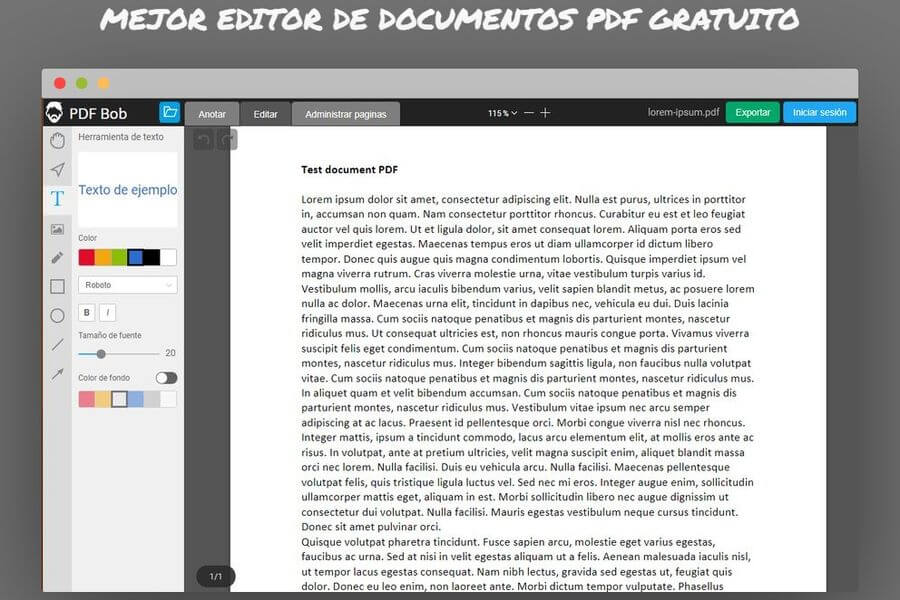 Mejor editor PDF gratuito y online que aún no conoces: PDF Bob