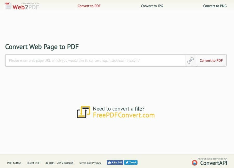 Convertir páginas a documentos con Web2PDF