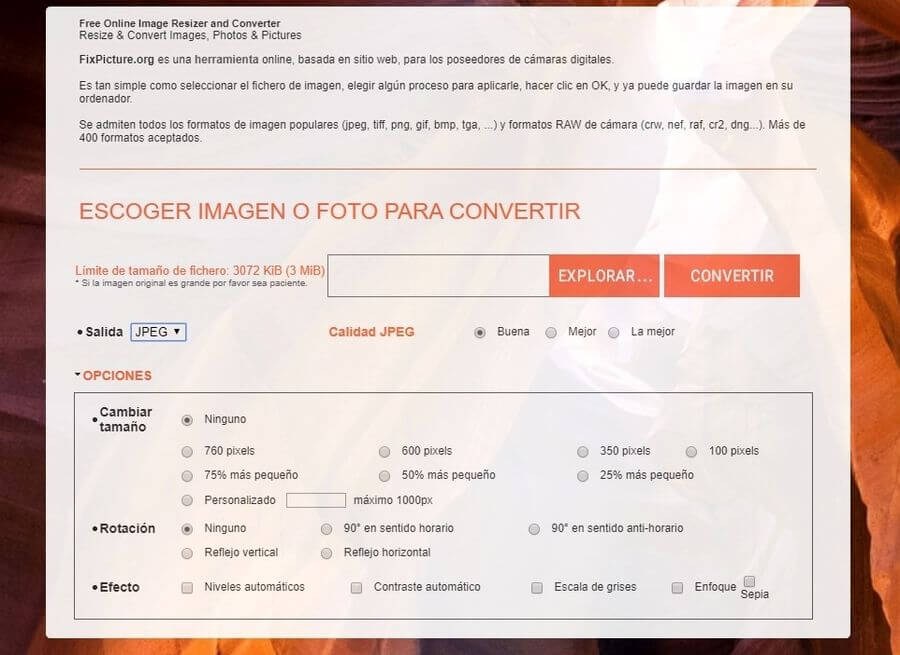 Fix Picture: utilidad web gratuita para convertir y editar tus fotos