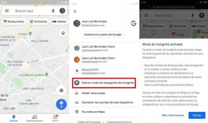 Modo incógnito en Google Maps en Android