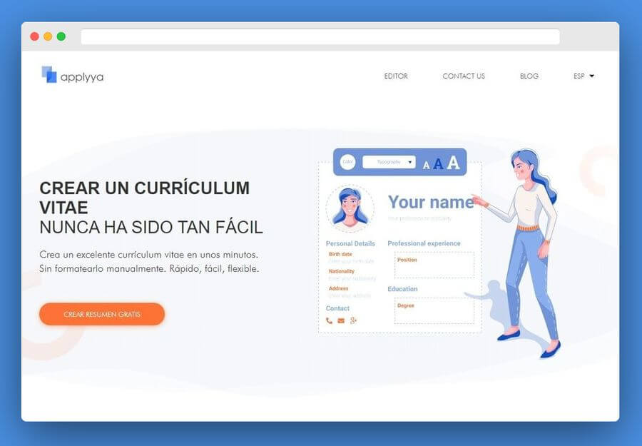 Applyya para crear tu currículum vitae
