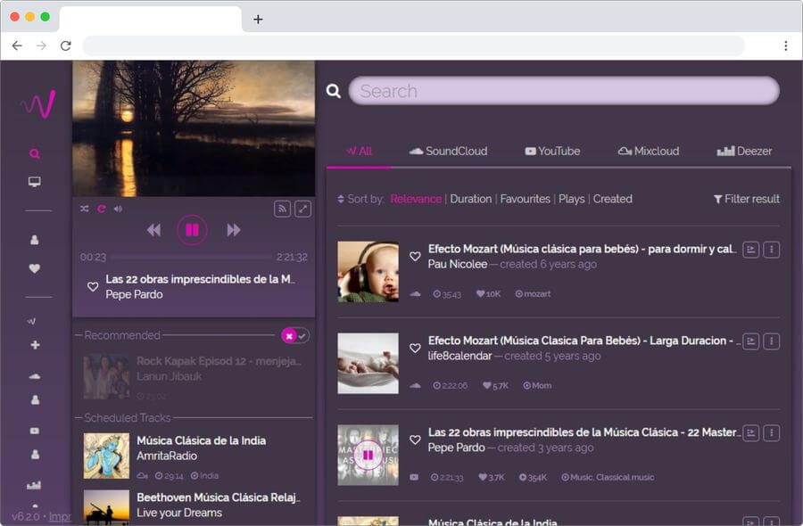 Reproductor online de música en streaming