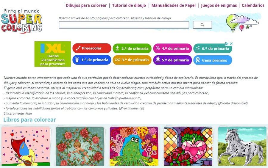 Páginas con dibujos para colorear en línea o para imprimir