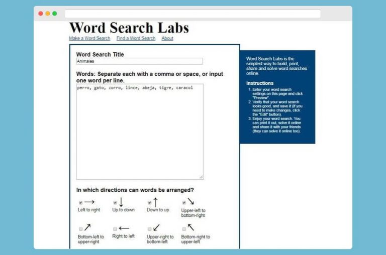 Word Search Labs Crear Sopas De Letras Online Y Gratis