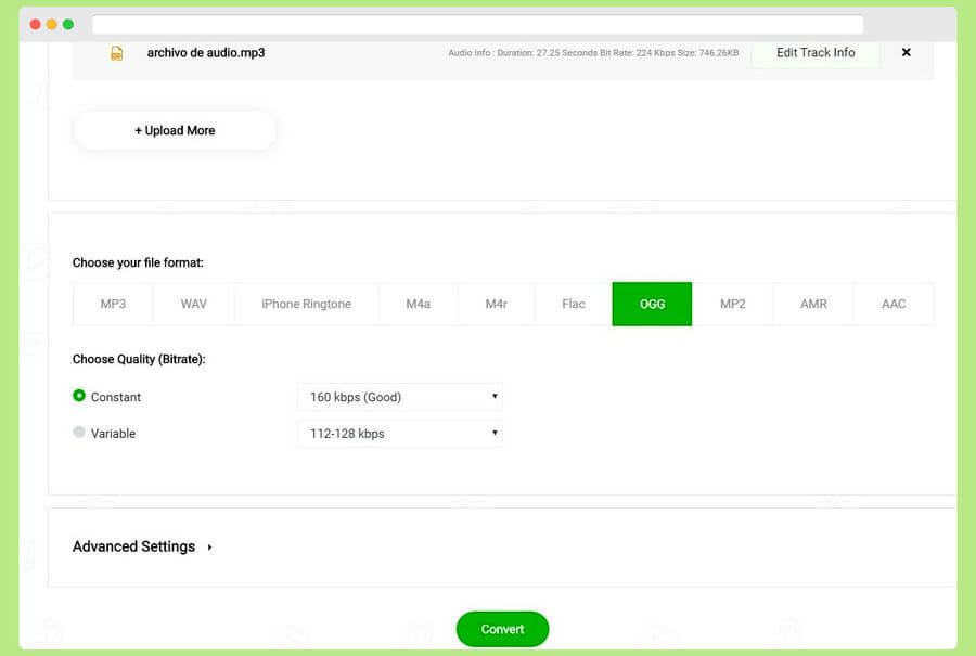 Convertidor de audio gratuito y online