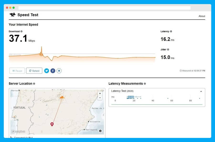 Test de velocidad de Cloudflare