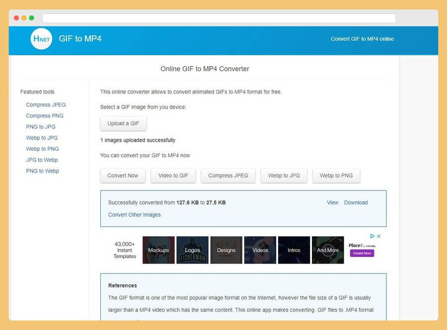 Convertir Gif a MP4 gratis y online