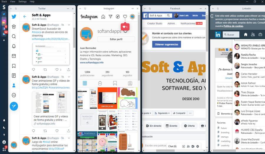 Gestionar todas las redes sociales con Stack