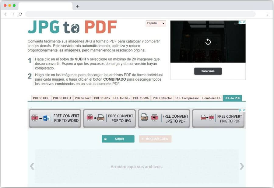 Cómo convertir JPG a PDF online