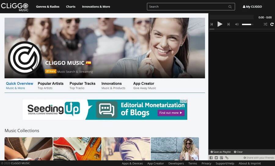Escuchar online mi música favorita desde el navegador con Cliggo Music