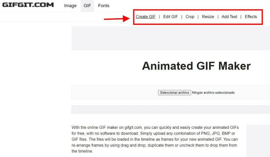 Crear y editar animaciones GIF gratis y online con Gifgit