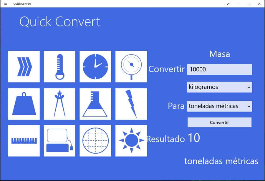 Quick Convert: aplicación para convertir unidades de medida en Windows