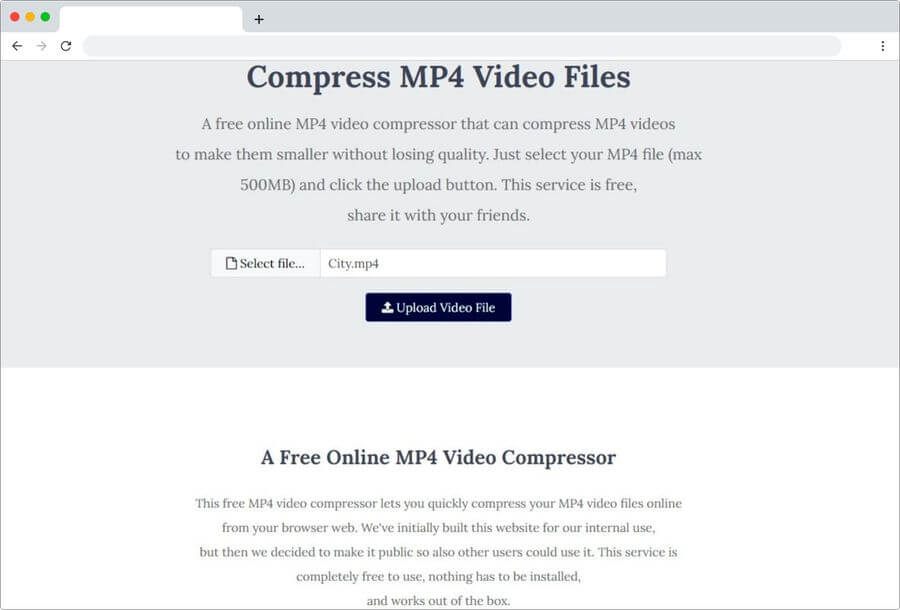 Comprimir vídeos MP4 online y gratis con MP4Compress