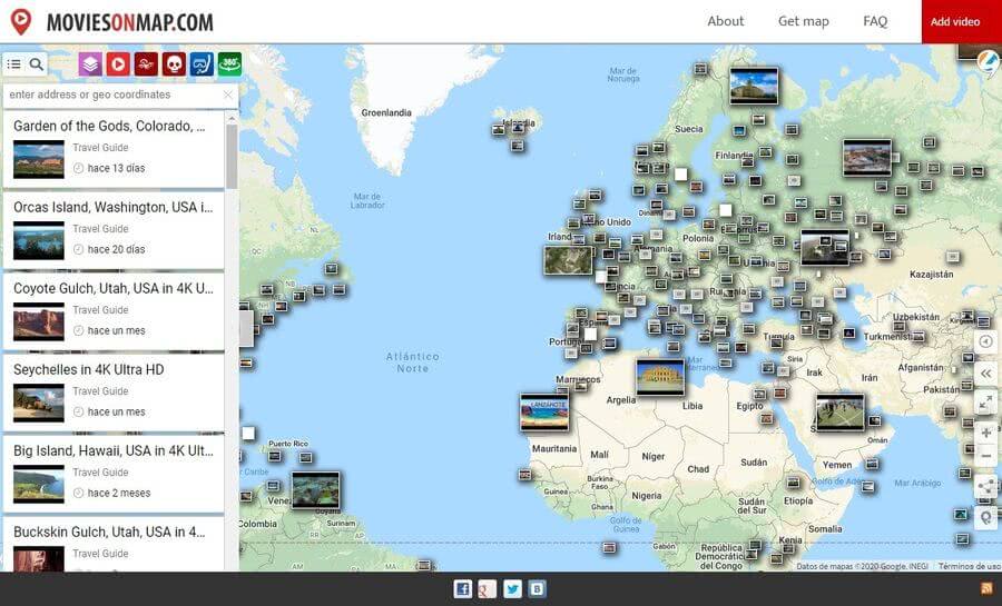 Conocer el mundo viendo vídeos geolocalizados sobre un mapa mundial